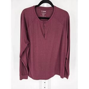 01.Algo Mens Sz XL Performance Long Sleeve Athletic Shirt Burgundy Red